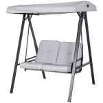 Outsunny 2-Seater Outdoor Porch Swing with Adjustable Canopy, Patio Swing Chair for Garden, Poolside, Backyard, Grey