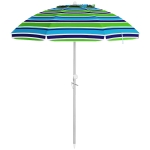 Outsunny 6ft Travel Beach Umbrella with Sand Anchor Height Adjustable Sun Umbrella with Tilt Bag 40+ UV Protection Multicolour