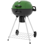 Outsunny 21" Kettle Charcoal BBQ Grill Barbecue Smoker with 360 sq.in. Cooking Area, Wheels, Ash Catcher, Green