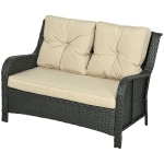 Outsunny 2-Seater Outdoor Sofa w/ 4" Thick Cushions, Outdoor Couch, Beige