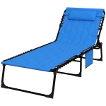Outsunny Folding Chaise Lounge with Reclining Back, 25.6" x 74" x 14.2", Blue