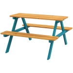 Outsunny Kids Outdoor Table Set Wooden Toddler Picnic Table and Benches for 4 Kids 3-8 Years, Easy Installation, Natural Wood