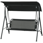 Outsunny 3-Seat Outdoor Patio Swing Chair w/ Cushion, Steel Frame Stand, Adjustable Tilt Canopy for Patio, Garden, Black 1