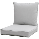 Outsunny Patio Chair Cushions, Thick Deep Seat Outdoor Seat Cushion with Back Cushion, Light Grey