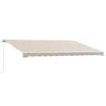Outsunny 16'x10' Electric Retractable Awning Sunshade Shelter with Remote Controller & Crank Handle for Deck Balcony Yard, Cream