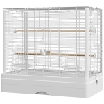 PawHut 22" Bird Cage for Budgie Finches Canaries Love Birds with Wooden Stands, Slide-Out Tray, Handles, Food Containers, White