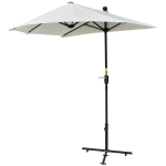 Outsunny 6.6 x 6ft Half Patio Umbrella Outdoor Parasol with Double-Sided Canopy, Crank Handle, Base for Garden, Balcony, Cream