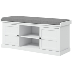 HOMCOM Shoe Storage Bench with Cushioned Seat, Entryway Bench Seat with 2 Cabinets and Adjustable Shelf for Hallway, White