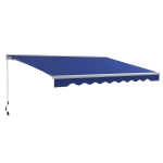 Outsunny 16.5' x 10' Electric Awning, Retractable Awning with LED Lights and Remote Controller for Door and Window, Blue
