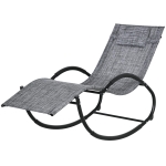 Outsunny Outdoor Patio Rocking Chair, Porch Rocker for Sun Tanning with Pillow and Armrests for Lawn, Beach, Gray