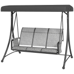 Outsunny 3 Person Outdoor Porch Swing Chair with Adjustable Canopy, Mixed Grey
