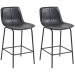 HOMCOM Bar Stools Set of 2, Upholstered Counter Height Bar Chairs, Kitchen Stools with Steel Legs
