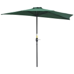 Outsunny 9ft Half Round Umbrella Outdoor Balcony Parasol Patio Garden Outdoor Window Sun Shade w/  5 Ribs Dark Green