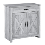HOMCOM Farmhouse Sideboard Buffet Cabinet, Storage Cabinet with Barn Doors, Grey Grain