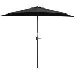 Outsunny 9ft Half Round Umbrella Outdoor Patio Garden Balcony Parasol Window Sun Shade w/ 5 Ribs Black