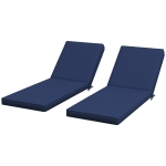 Outsunny 2-Piece Patio Chair Cushions with Backrests, Replacement Cushions for Outdoor Lounge Chair, Navy
