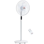 HOMCOM Floor Standing Fan with Remote Control, Oscillating, LED Screen, Stand Up Cooling Fan, Tall Pedestal Electric Fan for Home Bedroom, White