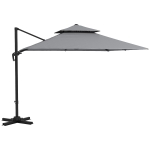 Outsunny 10' x 10' Cantilever Patio Umbrella, Double Top Square Offset Umbrella with 360° Rotation, Light Grey