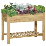 Outsunny 45" x 22" x 33" Elevated Planter Box w/ Legs and Storage Shelf, Raised Garden Bed, Elevated Wooden Planter Box, Gardening Standing Growing Bed for Backyard Patio Balcony