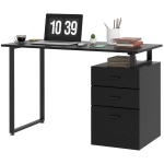 HOMCOM 47" Computer Desk with Drawers, Modern Writing Desk with Storage File Drawers for Home Office, Study, Black