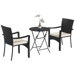Outsunny Outdoor Patio Wicker Bistro Furniture Set with Cushions, for Porch, Backyard, Garden, White