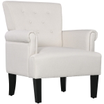 HOMCOM Armchair, Fabric Accent Chair, Modern Living Room Chair with Wood Legs and Rolled Arms for Bedroom, Cream White