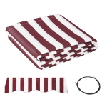 Outsunny 11' x 10' Retractable Awning Fabric Replacement Outdoor Sunshade Canopy Awning Cover, UV Protection, Red & White