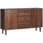 HOMCOM Kitchen Storage Sideboard, Buffet Cabinet with 2 Doors, 3 Drawers and Adjustable Shelves for Living Room, Brown