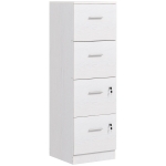 HOMCOM Vertical Filing Cabinet with Lock, 4 Drawer File Cabinet with Adjustable Hanging Bar for A4 and Letter Size, White