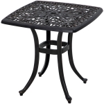 Outsunny 21" Square Outdoor End Table, Cast Aluminum Patio Side Table with Umbrella Hole for Garden, Balcony, Poolside, Bronze