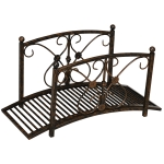 Outsunny 3.3' Metal Garden Bridge, Decorative Classic Footbridge Pond Bridge with Safety Railings for Backyard Garden Creek, Rust Brown