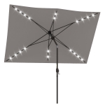 Outsunny 6.5x10ft Patio Umbrella Tilt Aluminum Outdoor Market Parasol with Solar Powered LEDs, Crank - Light Grey