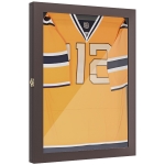 HOMCOM 24" x 32" Jersey Display Case, Wall-Mounted Memorabilia Acrylic Shadow Box with and Hanger, Cherry Brown