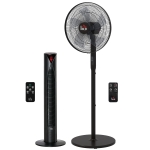 HOMCOM Tower Fan and 16" Pedestal Fan Set, with Remote Control, Height Adjustable, Tilted Head, Timer, Oscillating Standing Fan, Stand Floor Fans for Bedroom, Black