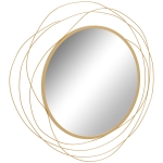 HOMCOM 25.6" Circle Mirror for Wall, Modern Metal Wall Art for Living Room, Bedroom and Dining Room, Gold