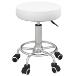 Vinsetto Salon Stool with Adjustable Height, PU Leather Barber Rolling Massage Tattoo Chair for Bar Beauty SPA, White