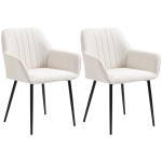 HOMCOM Dining Chairs Set of 2, Upholstered Linen Fabric Accent Chairs with Metal Legs, Beige