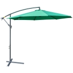 Outsunny 10ft Offset Patio Umbrella with Base, Garden Hanging Parasol with Crank, Banana Cantilever Umbrella Sun Shade, Green