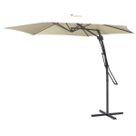 Outsunny 10ft Cantilever Patio Umbrella Offset Parasol with Crank Handle, Cross Base for Garden, Deck, Cream White