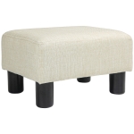 HOMCOM Small Ottoman Foot Rest, Foot Stool with Linen Fabric Upholstery and Plastic Legs, Cube Ottoman, Beige