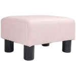 HOMCOM Small Ottoman Foot Rest, Foot Stool with Linen Fabric Upholstery and Plastic Legs, Cube Ottoman, Pink
