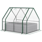 Outsunny Steel Outdoor Raised Garden Bed with Greenhouse,Cover, Roll Up Door, Dual Use, 50"x37.4"x36.2", Clear