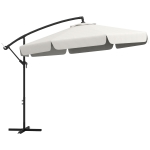 Outsunny 11 FT Cantilever Patio Umbrella Offset Parasol with Cross Base and 8 Ribs for Garden, Cream White