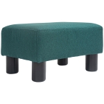 HOMCOM Small Ottoman Foot Rest, Foot Stool with Linen Fabric Upholstery and Plastic Legs, Cube Ottoman, Green