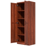 HOMCOM 63" Kitchen Storage Cabinet, 5-tier Pantry Cabinet with Doors and Adjustable Shelves for Dining Room, Tan