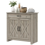HOMCOM Farmhouse Sideboard Cabinet with Barn Doors Kitchen Buffet Cabinet with Drawer and Adjustable Shelf Gray Wash