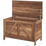 HOMCOM Storage Chest, Farmhouse Lift Top Box Organizer with Safety Hinge, for Bedroom, Entryway, Living Room, Brown Oak