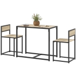HOMCOM 3-Piece Dining Room Set, Industrial Kitchen Table Set with Rectangular Table and 2 Dining Chairs, Oak