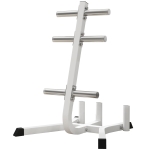 Soozier 2-Inch Weight Plate Rack with Barbell Bar Holders, Olympic Weight Tree, 660 lbs. Capacity, White