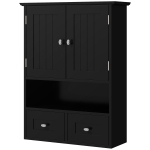 kleankin Medicine Cabinet, Bathroom Wall Cabinet with Shelf and Drawers for Hallway, Living Room, Black